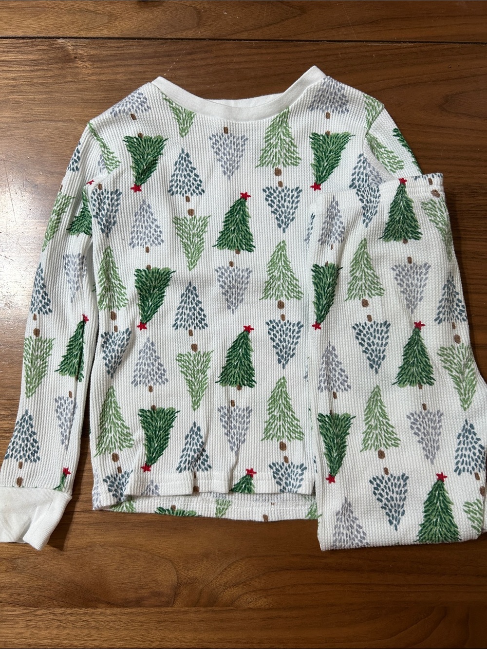 Carter's White Waffle-Knit Christmas Tree Pajama Set Size 5T